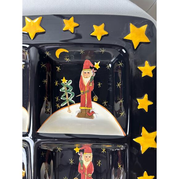 BECCA BARTON Midnight Santa Serving Platter by Certified 15-1/4” Square EX - Picture 5 of 11